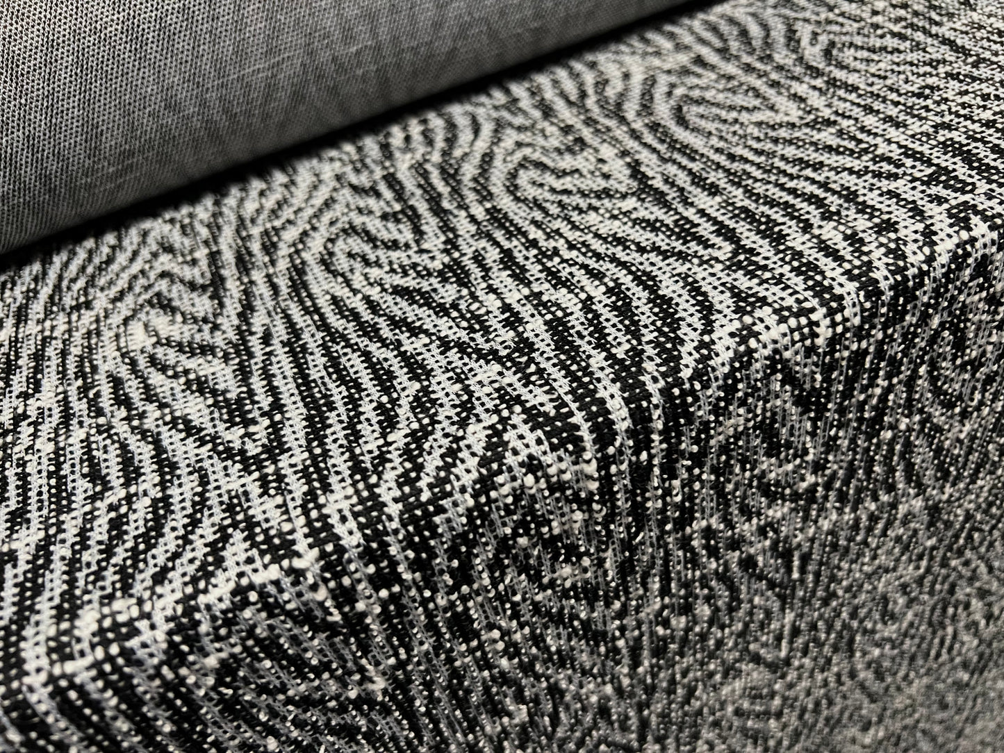 Double jersey chenille stretch spandex fabric, per metre - swirl jacquard - grey