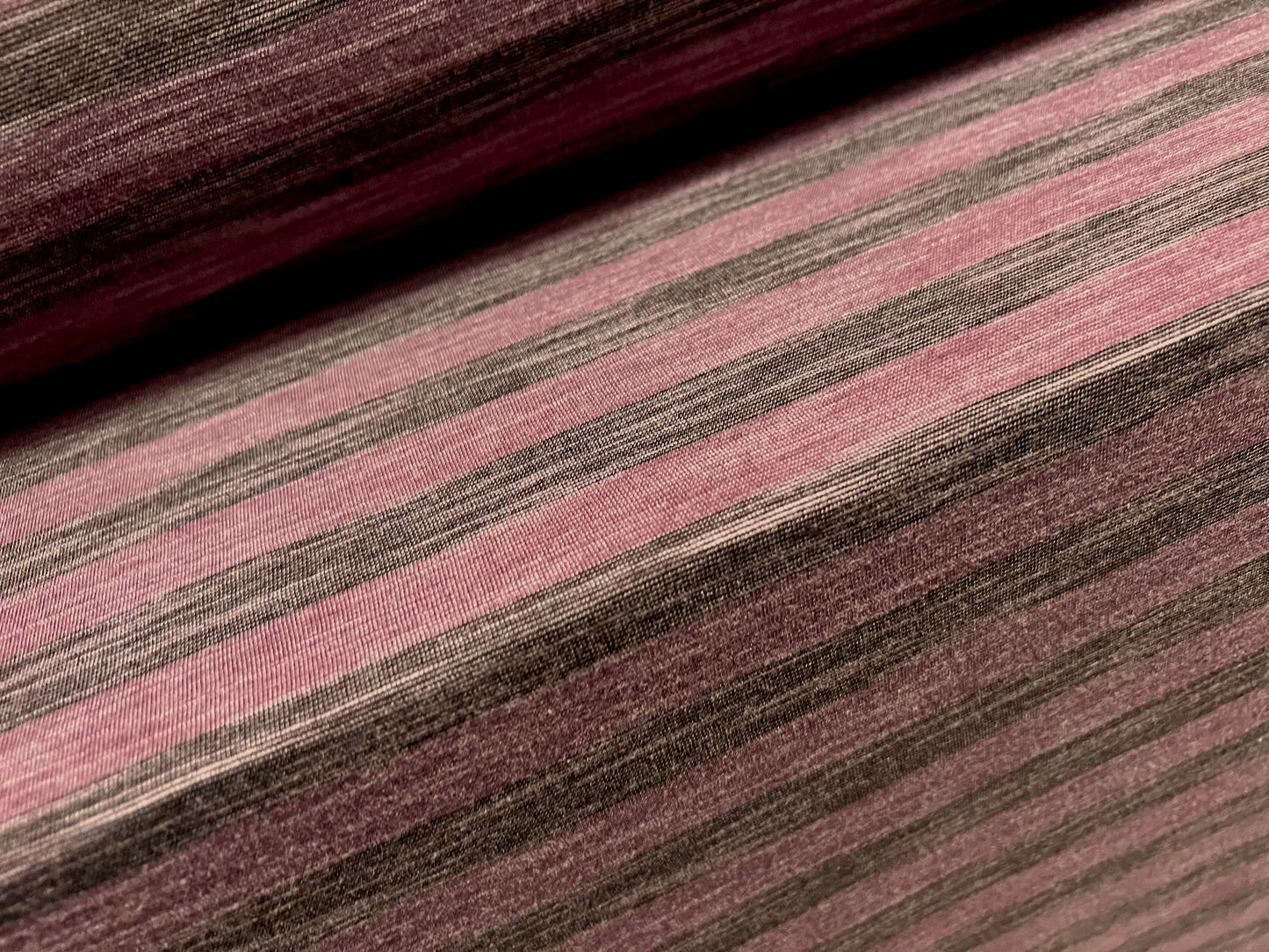 Viscose blend single jersey fashion fabric, per metre - melange stripe - Heather & grey