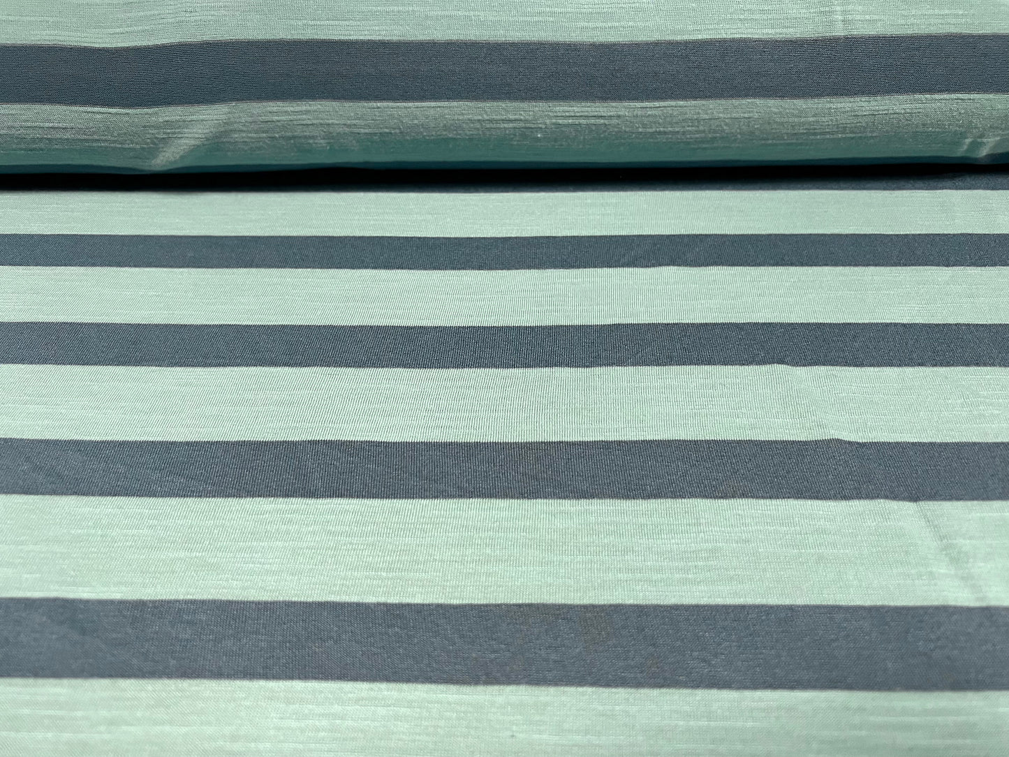 Soft handle slub single jersey fabric, per metre - stripe - duck egg & blue