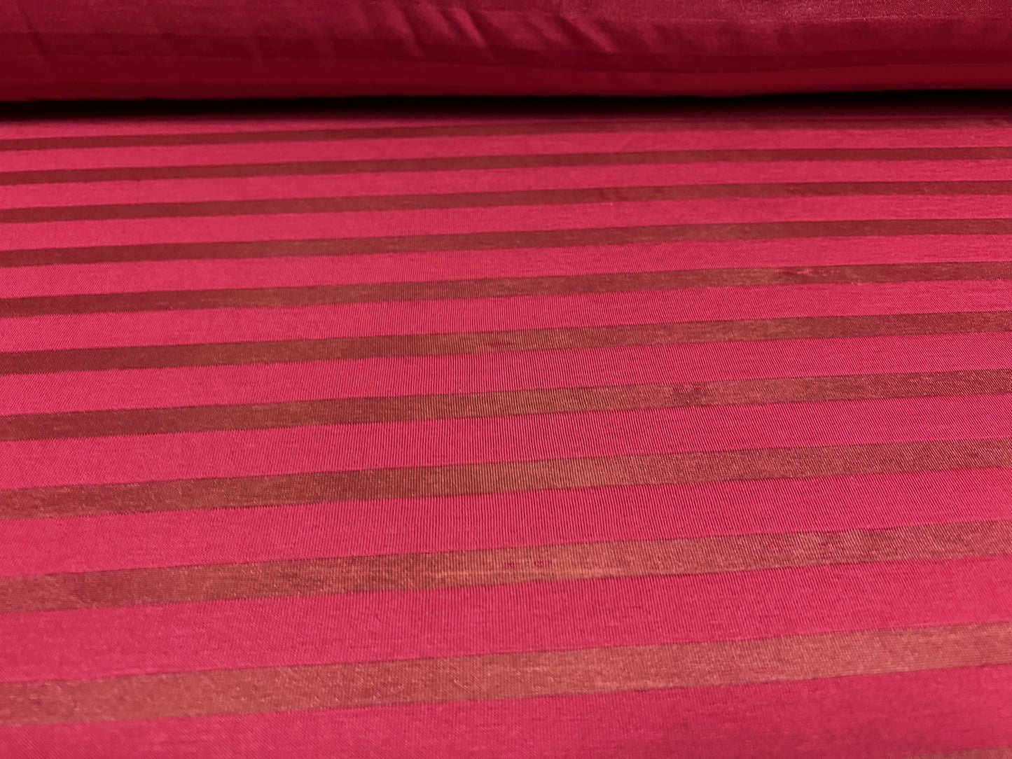 Lightweight single jersey fashion fabric, per metre - burnout stripe - cherry red