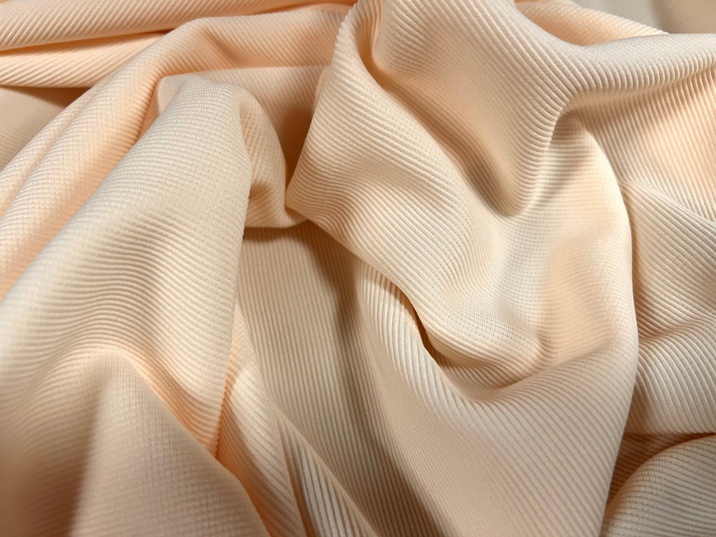 Fine Ottoman Rib Stretch Spandex Double Jersey Fabric , Per Metre - Plain - peach cream