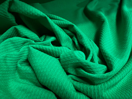 Stretch spandex Jersey fabric, per metre - dobby jacquard - shamrock green