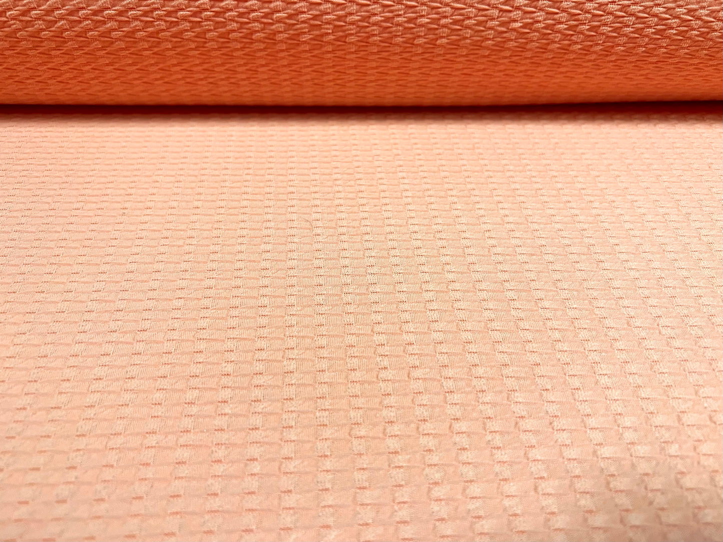 Double jersey knit stretch spandex dress fabric, per metre - jacquard - peach