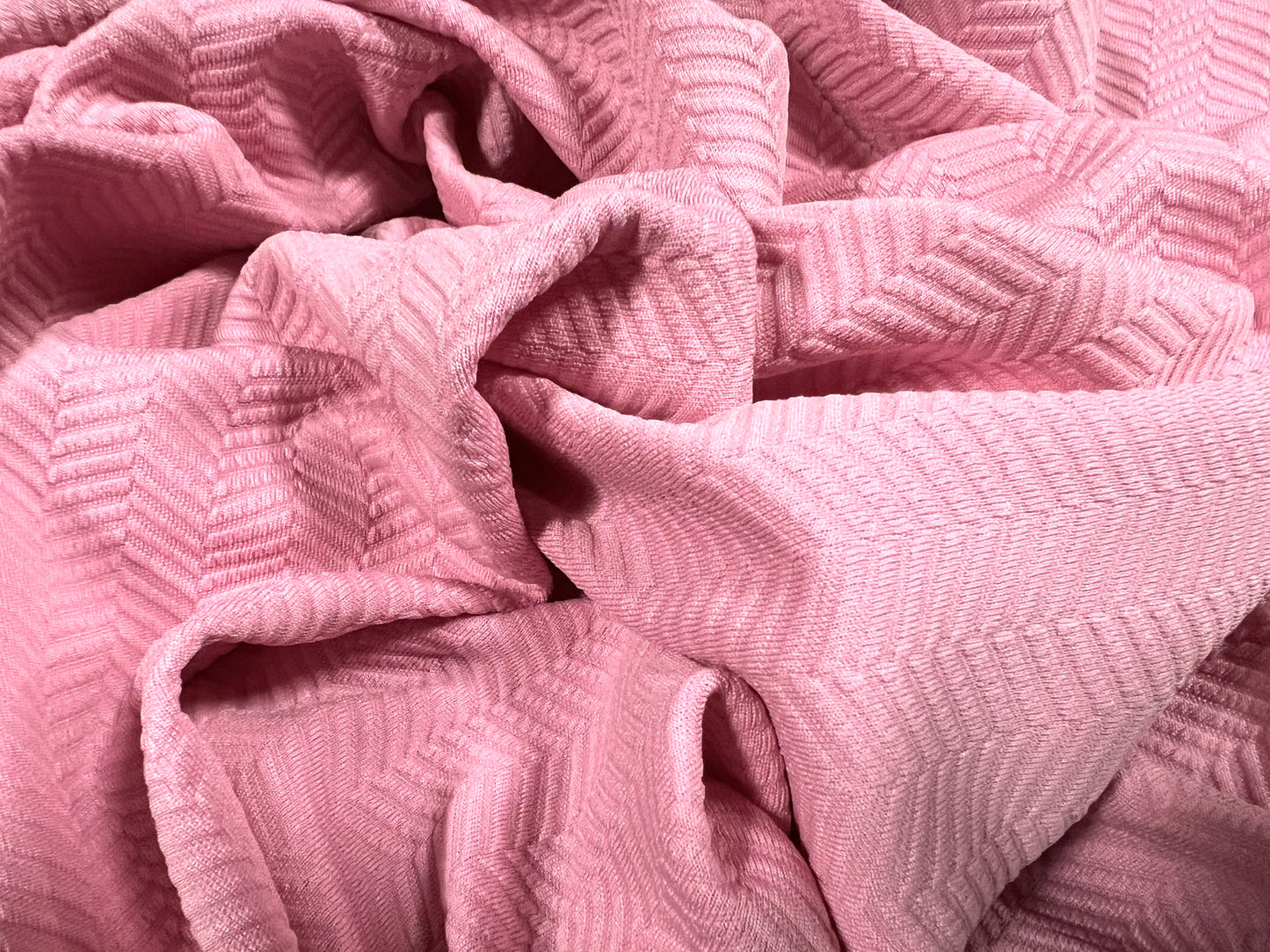 Stretch spandex Double Jersey fabric, per metre - herringbone jacquard - pink