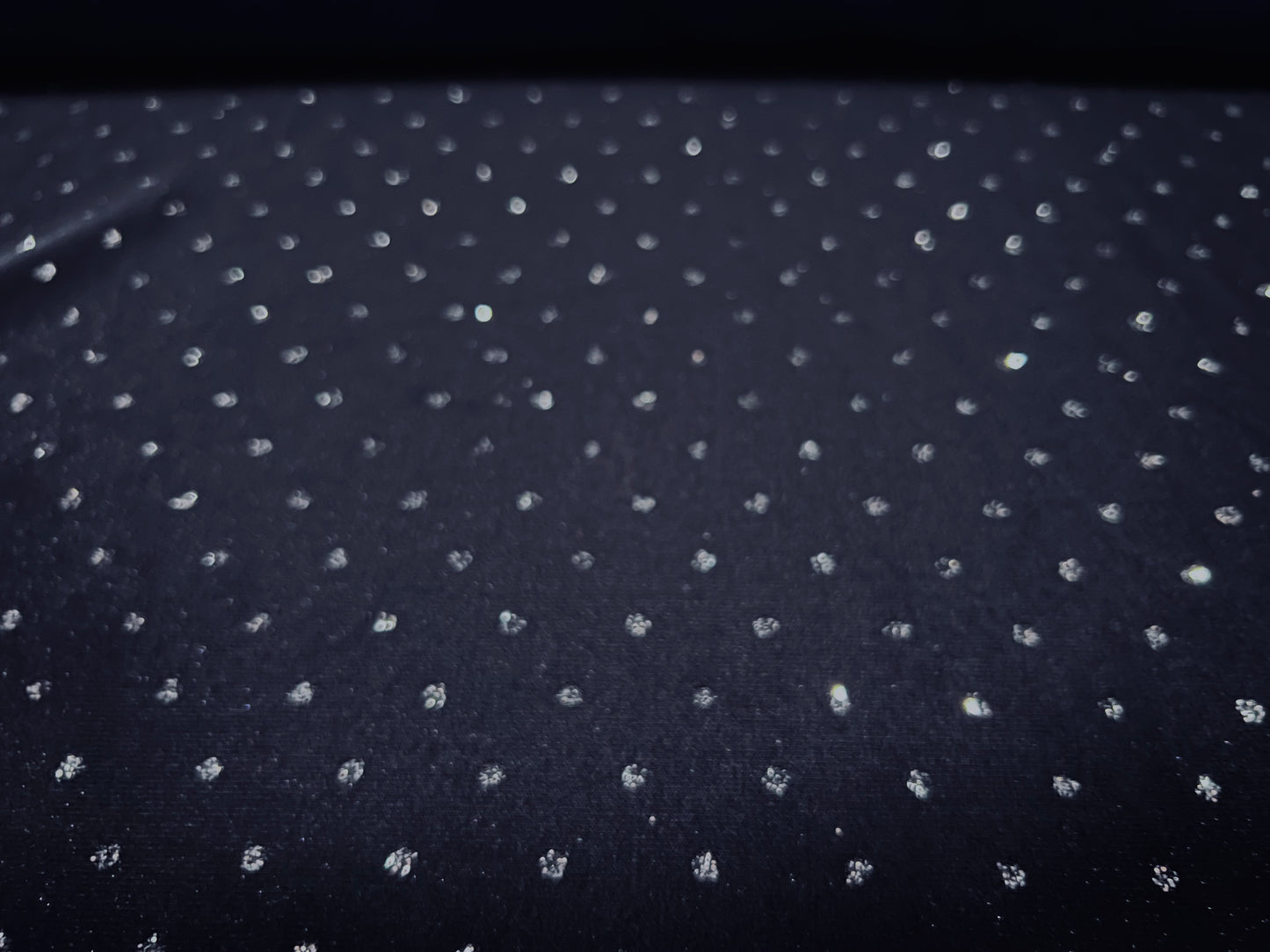 Couture Spandex velvet velour stretch fabric, per metre - glitter stud - dark navy blue & silver