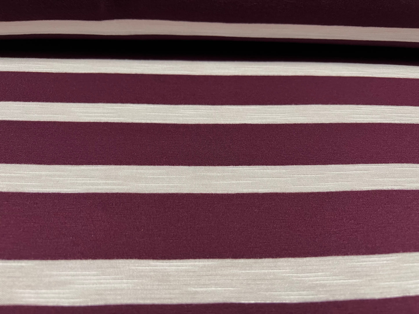 Soft handle slub single jersey fabric, per metre - stripe - damson & white