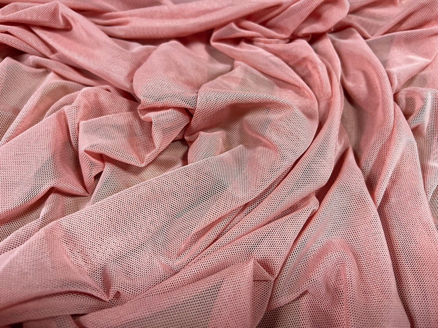 Power mesh net stretch spandex fabric, per metre - plain - cameo pink