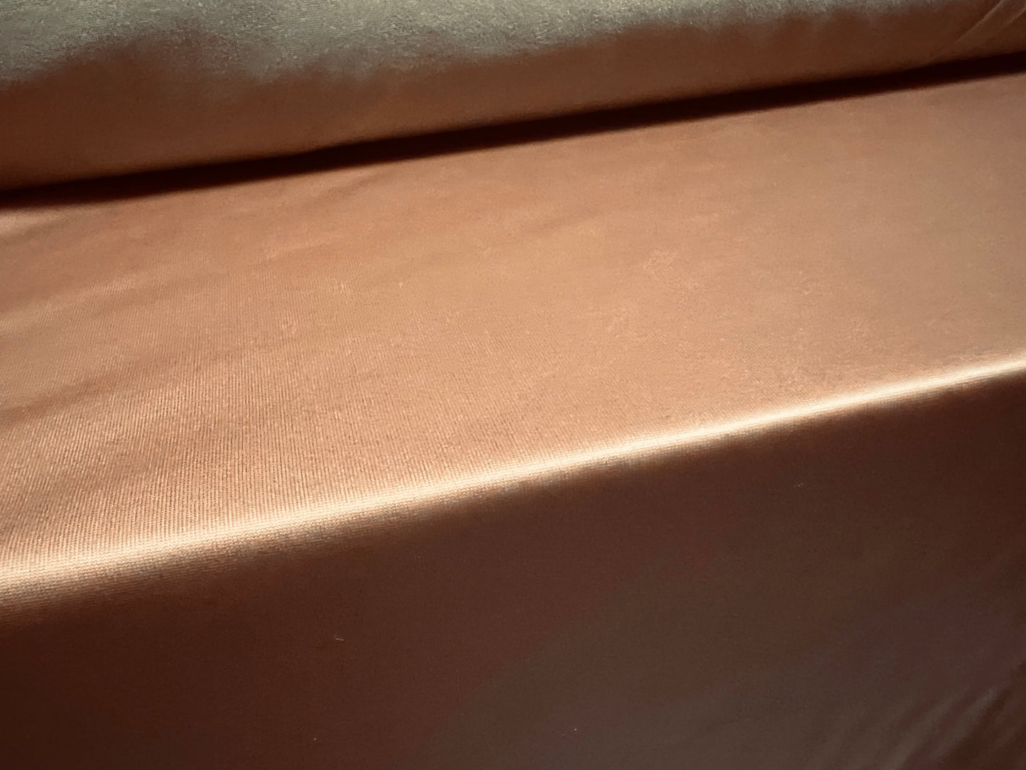 P.U. coated stretch spandex ciré jersey fabric, per metre - plain - hazelnut brown