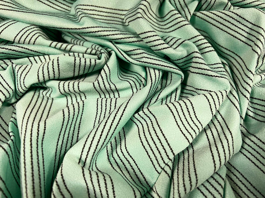 Spandex crepe stretch single jersey fabric, per metre - pinstripes - mint green