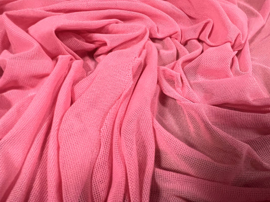 Power mesh net stretch spandex fabric, per metre - plain - bubblegum pink