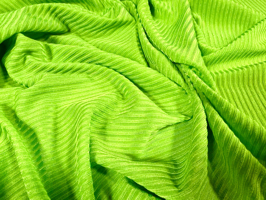 Super stretch spandex rib jersey fabric, per metre - plain - Fluorescent lime