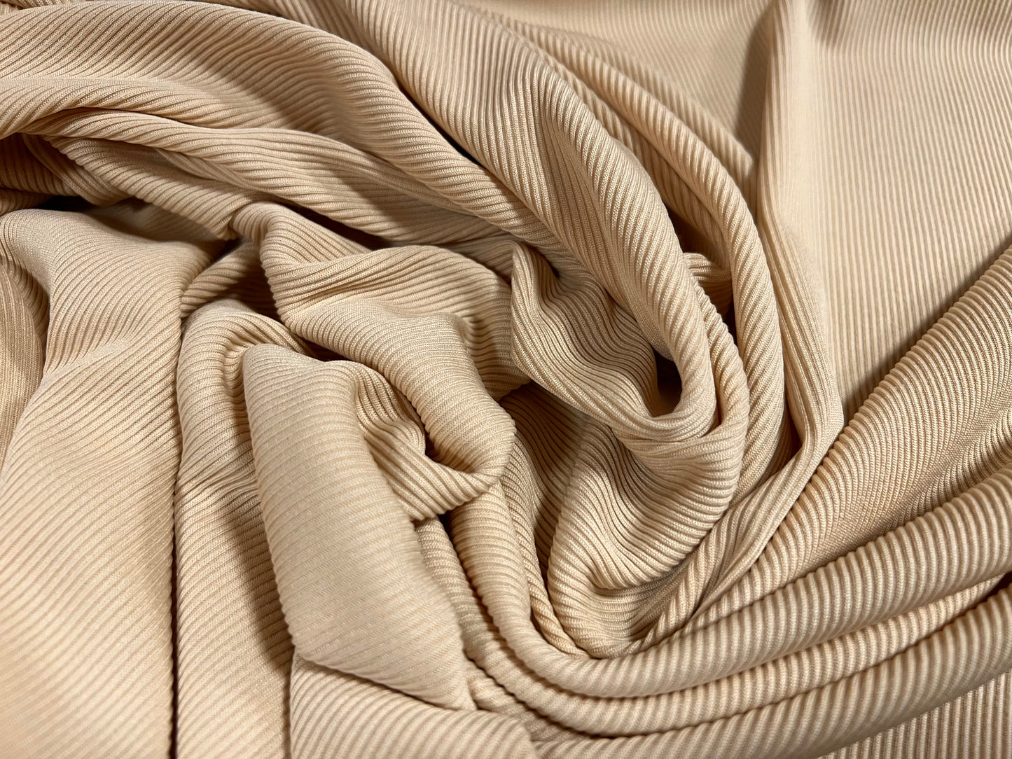 Fine ribbed spandex stretch jersey fabric, per metre - plain - beige