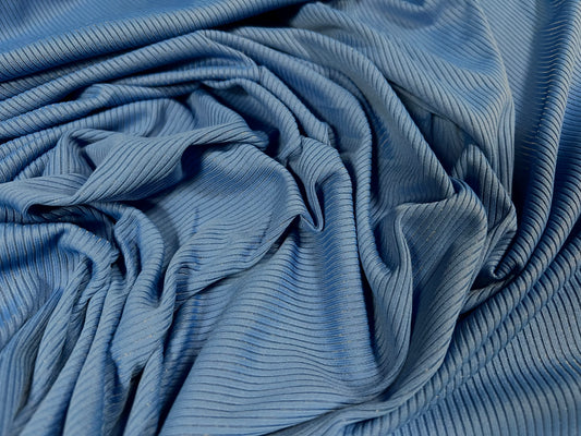 Fine ribbed spandex stretch jersey fabric, per metre - plain - cornflower blue