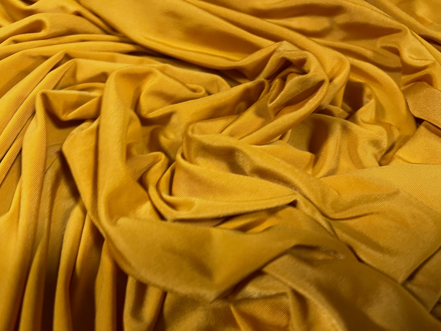 Soft touch stretch spandex jersey fabric, per metre - plain - mustard