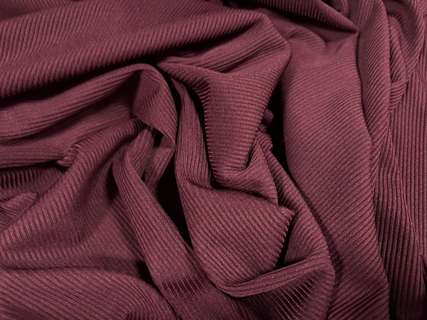 Fine ribbed spandex stretch jersey fabric, per metre - plain - burgundy