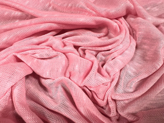 Lightweight slub knitwear jersey fabric, per metre - plain - baby pink