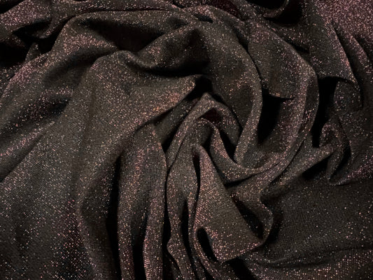 Metallic single jersey fashion fabric, per metre - lurex sparkle - black & pink