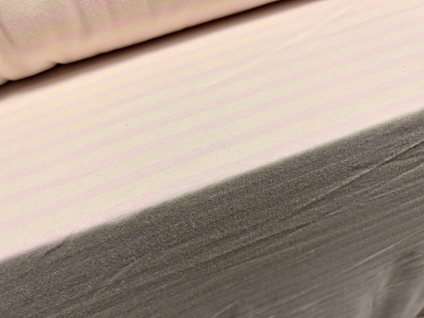 Viscose spandex stretch single jersey fabric, per metre - stripe - ivory & pink