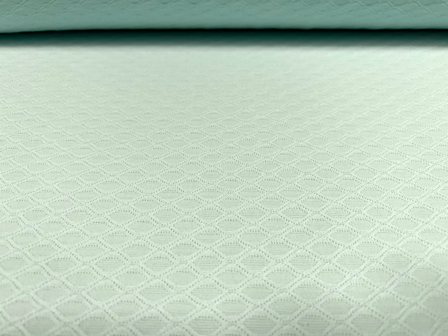 Double jersey knit spandex dress fabric, per metre - honeycomb jacquard - aqua