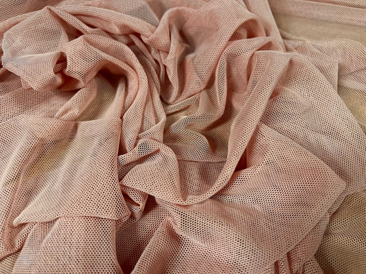 Power mesh net stretch spandex fabric, per metre - plain - dusky pink