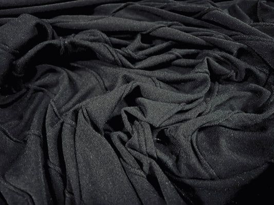 Wave jacquard stretch spandex single jersey fabric, per metre - black