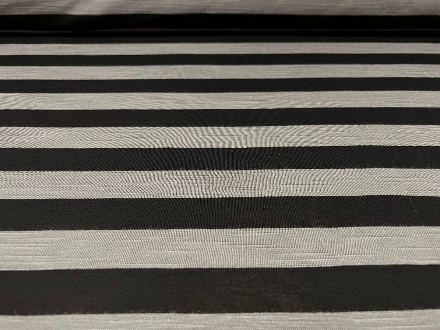 Soft handle slub single jersey fabric, per metre - stripe - grey & black