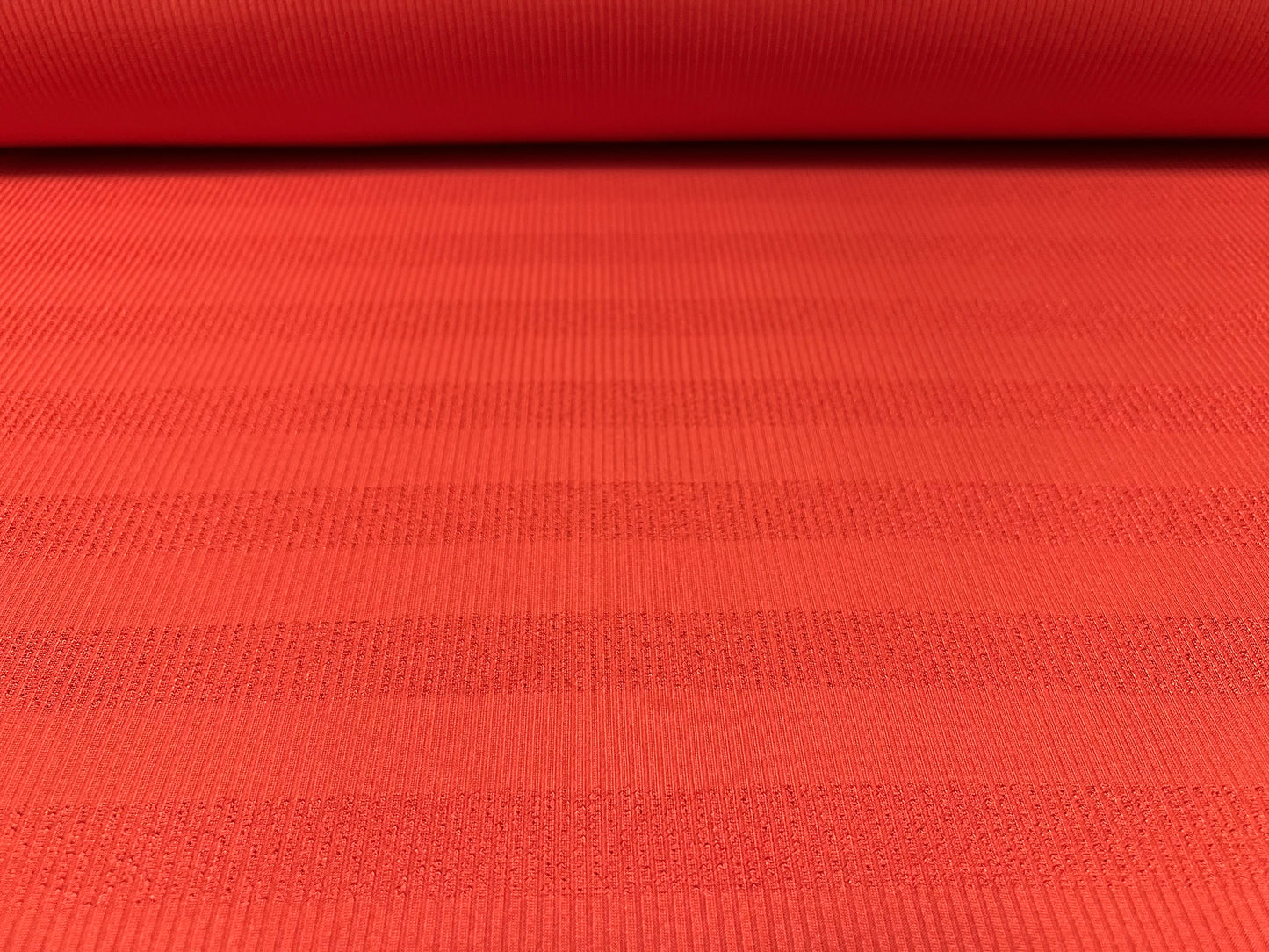 Stretch spandex rib jersey fabric, per metre - stripe - burnt orange