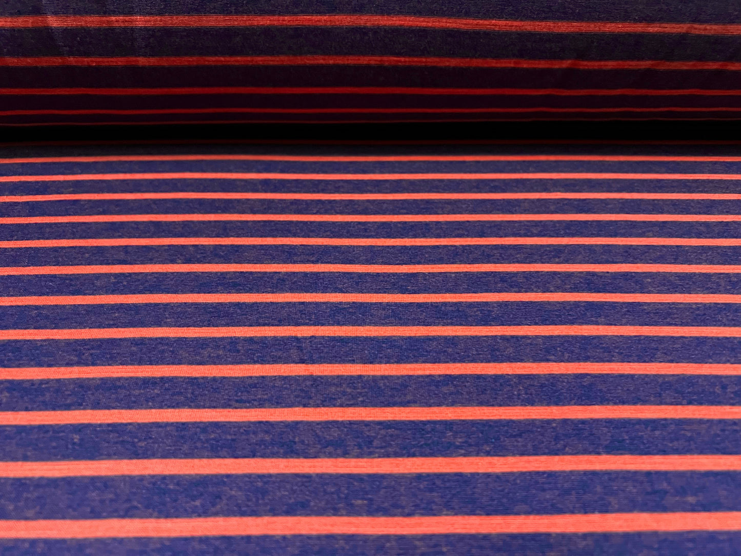 Viscose blend single jersey fashion fabric, per metre - stripe - indigo & red