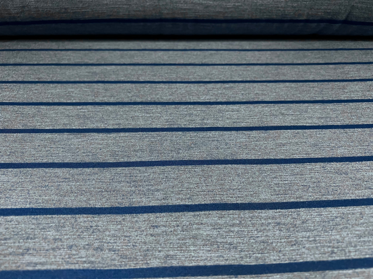 Viscose spandex stretch single jersey fabric, per metre - stripe - denim blue & navy melange