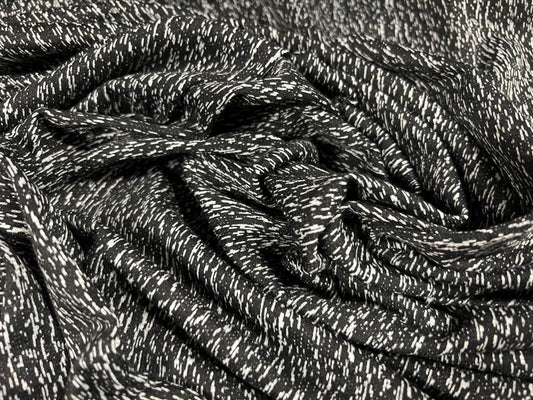 Knitwear jersey fabric, per metre - tree bark jacquard - black & grey