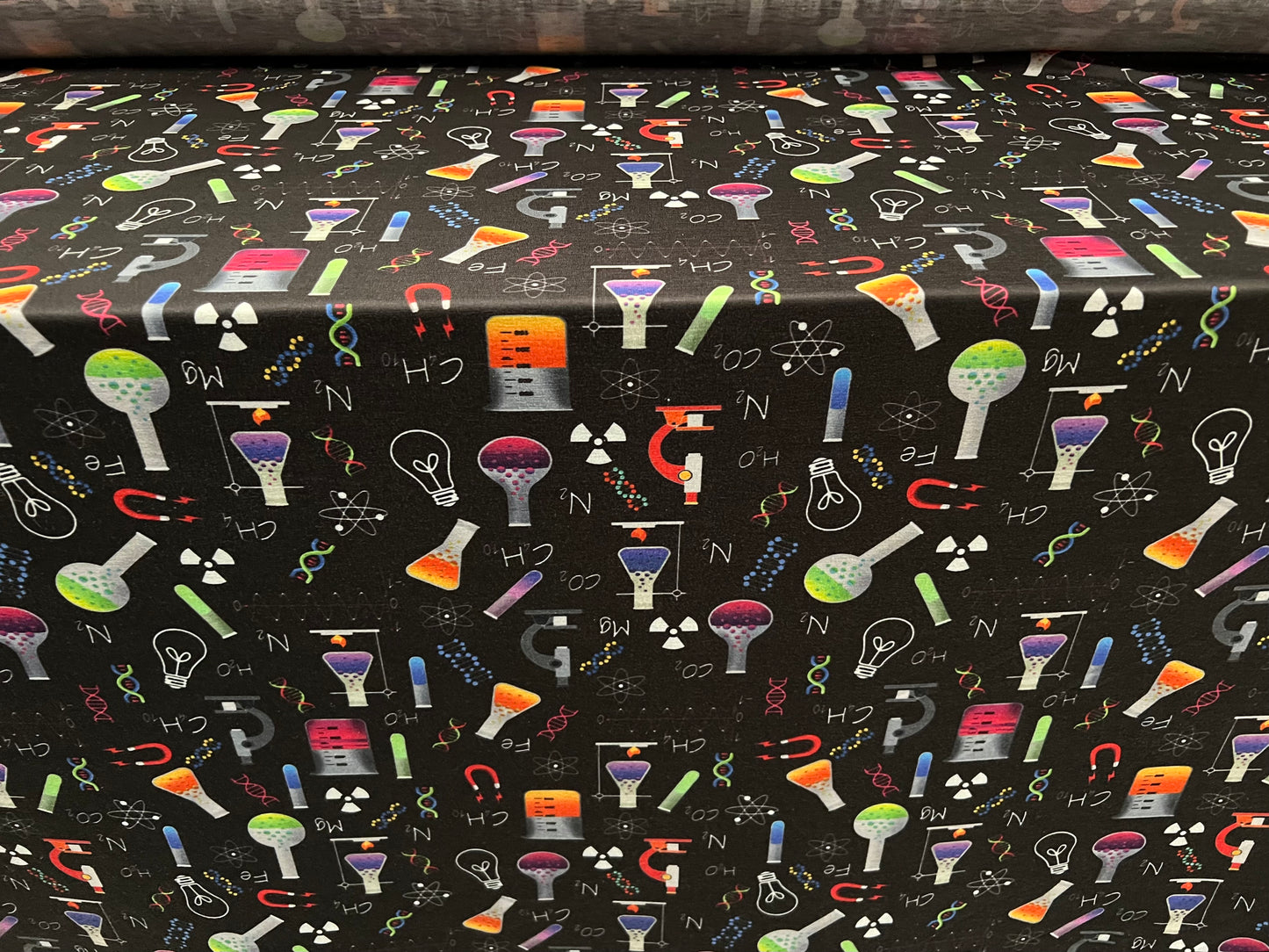 Soft handle stretch single jersey fabric, per metre - mad science print