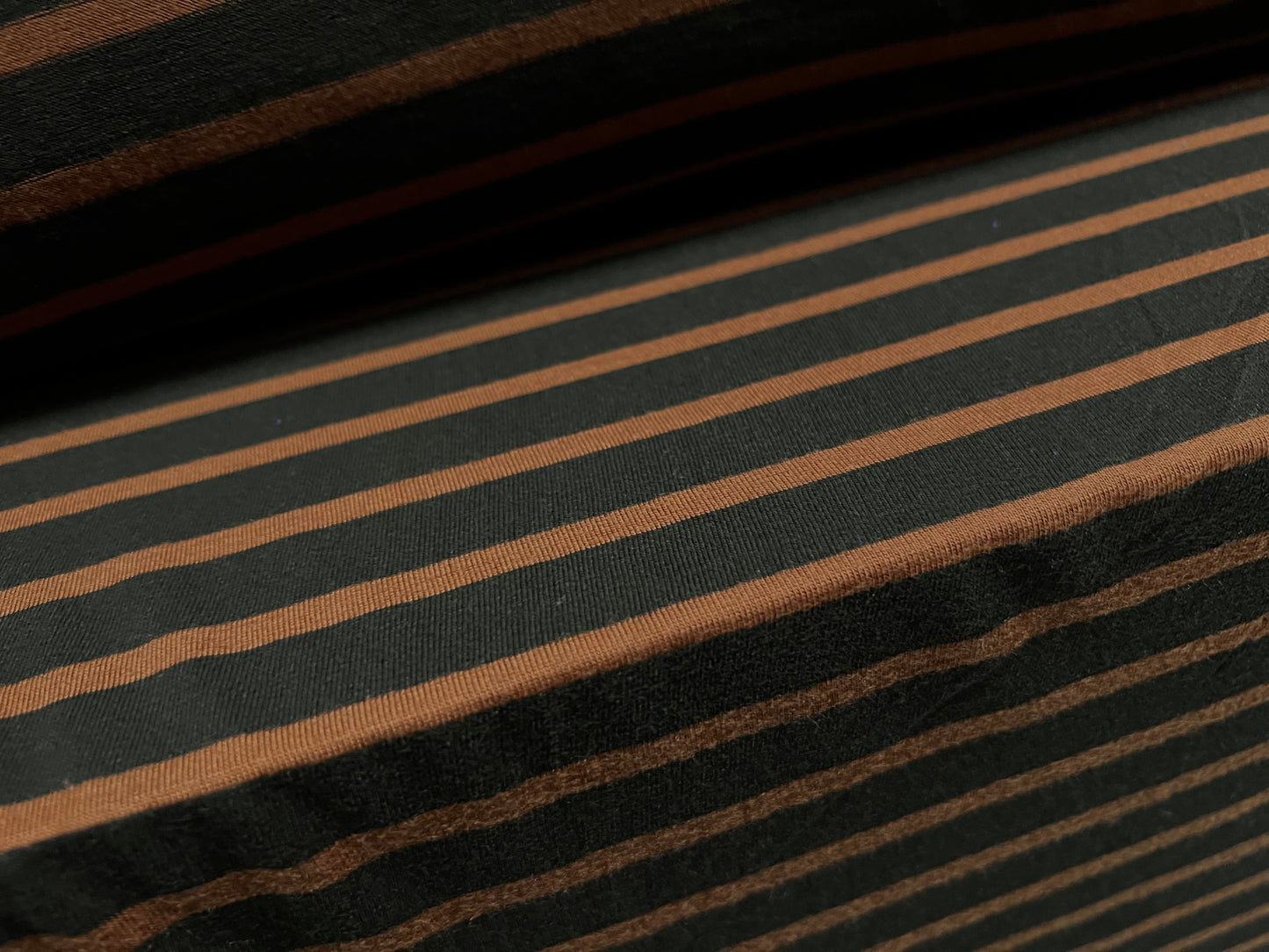 Viscose blend single jersey fabric, per metre - stripe - black & nutmeg