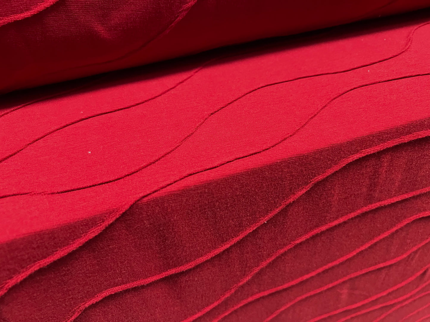 Wave jacquard stretch spandex single jersey fabric, per metre - red