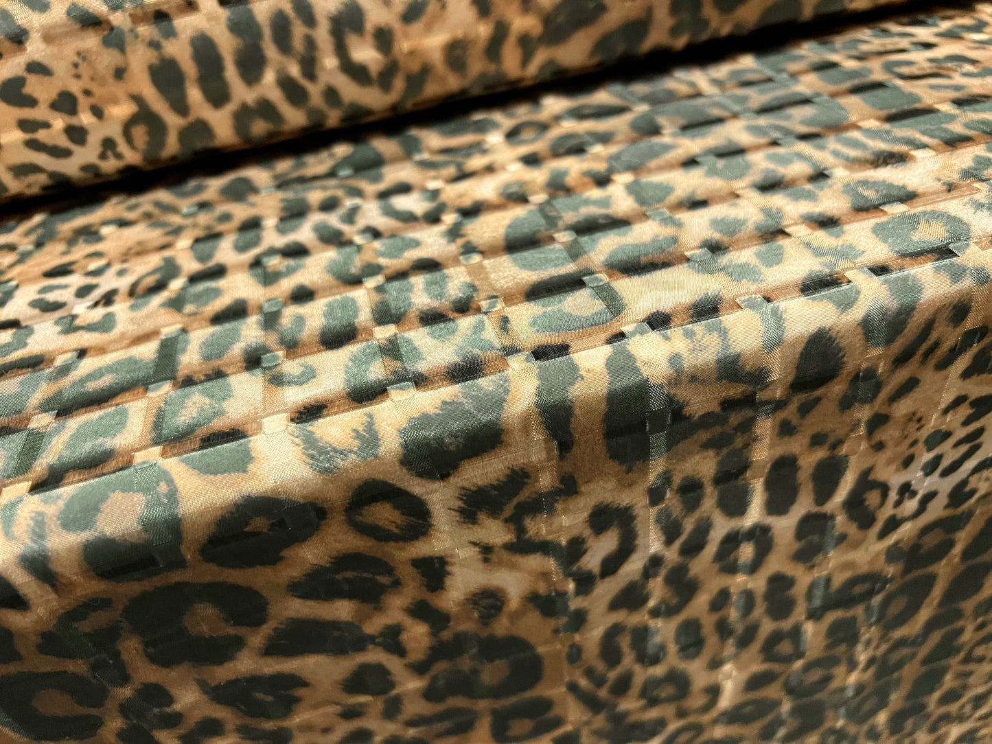 Satin jacquard woven dress fabric, per metre - zebra animal print - leopardskin animal print - brown