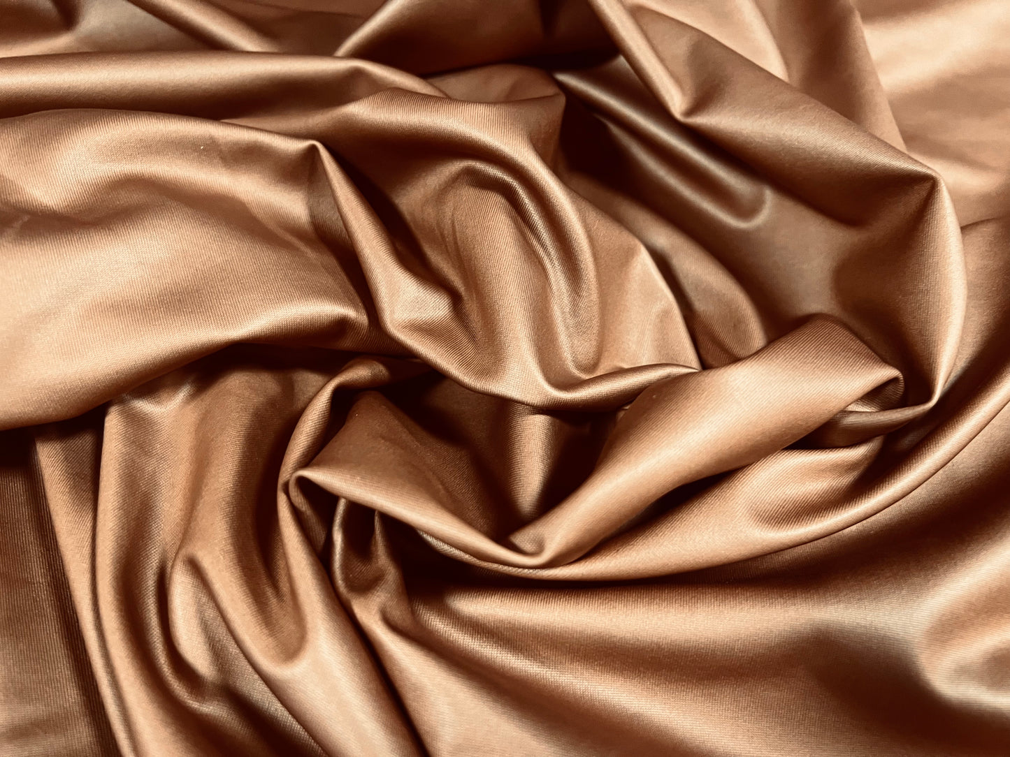 P.U. coated stretch spandex ciré jersey fabric, per metre - plain - hazelnut brown