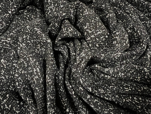 Soft Knitwear jersey fabric, per metre - salt & pepper jacquard - black & grey