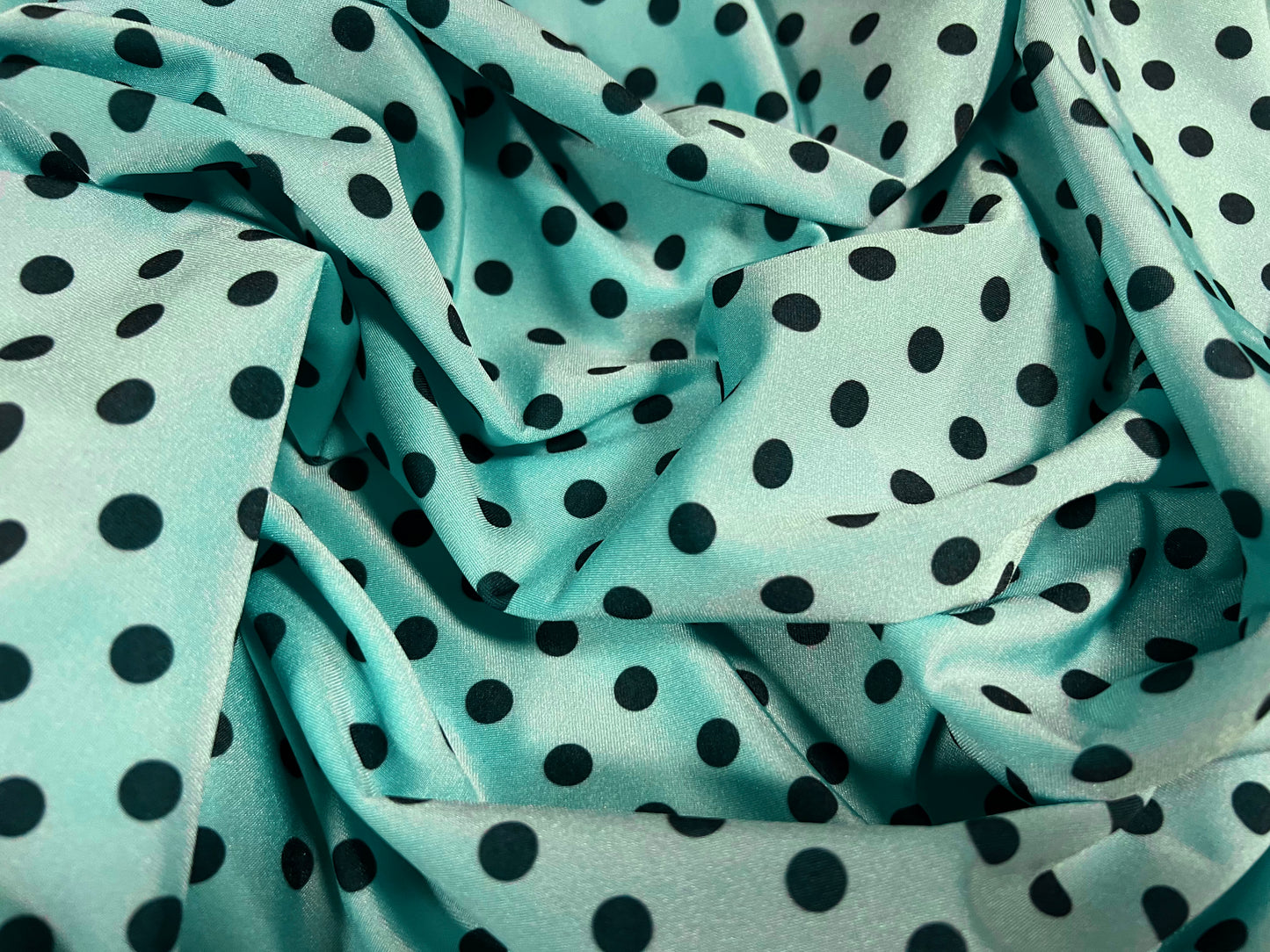 Swimwear stretch spandex jersey fabric, per metre - polka dot print - turquoise