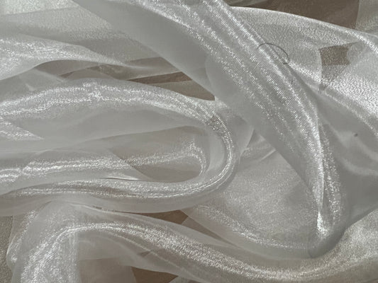 Crystal organza lightweight woven shimmer fabric, per metre - plain - white