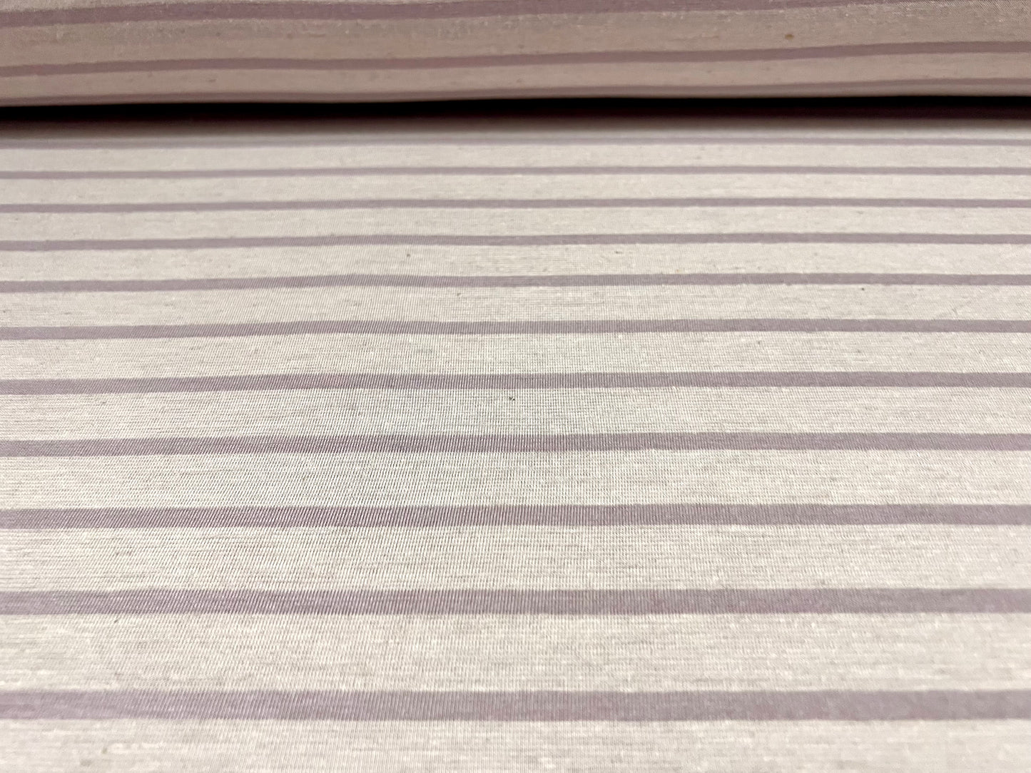 Viscose blend single jersey fabric, per metre - stripe - bone & pale purple