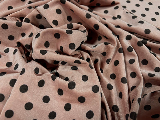 Swimwear stretch spandex jersey fabric, per metre - polka dot print - dusky pink