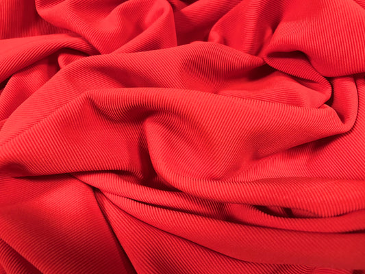 Fine Ottoman Rib Stretch Spandex Double Jersey Fabric , Per Metre - Plain - flame orange