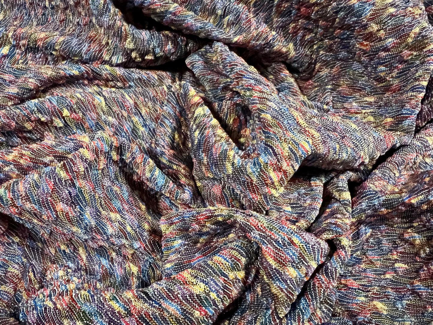 Double Jersey stretch spandex bouclé fabric, per metre - rainbow jacquard - multicolour