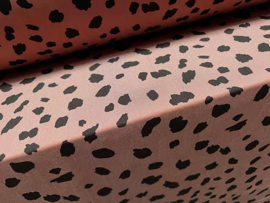 Swimwear stretch spandex jersey fabric, per metre - Dalmatian animal print - dusky pink