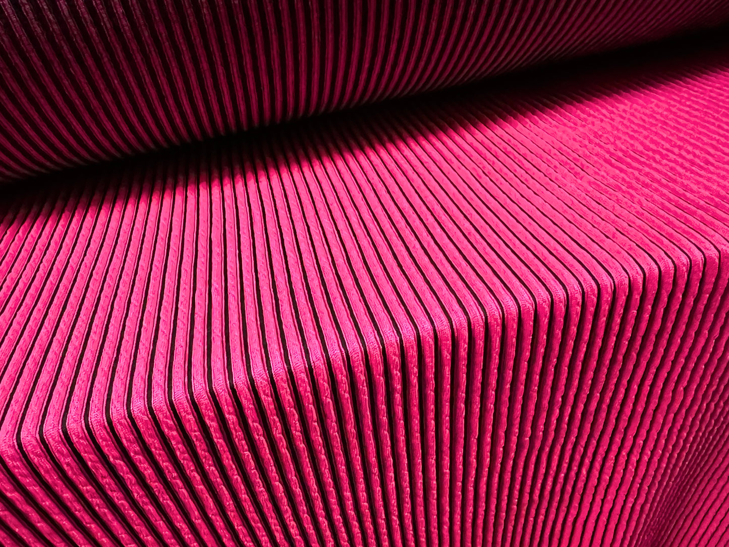 Textured thermal rib stretch spandex jersey knit fabric, per metre - bright fuchsia pink & black