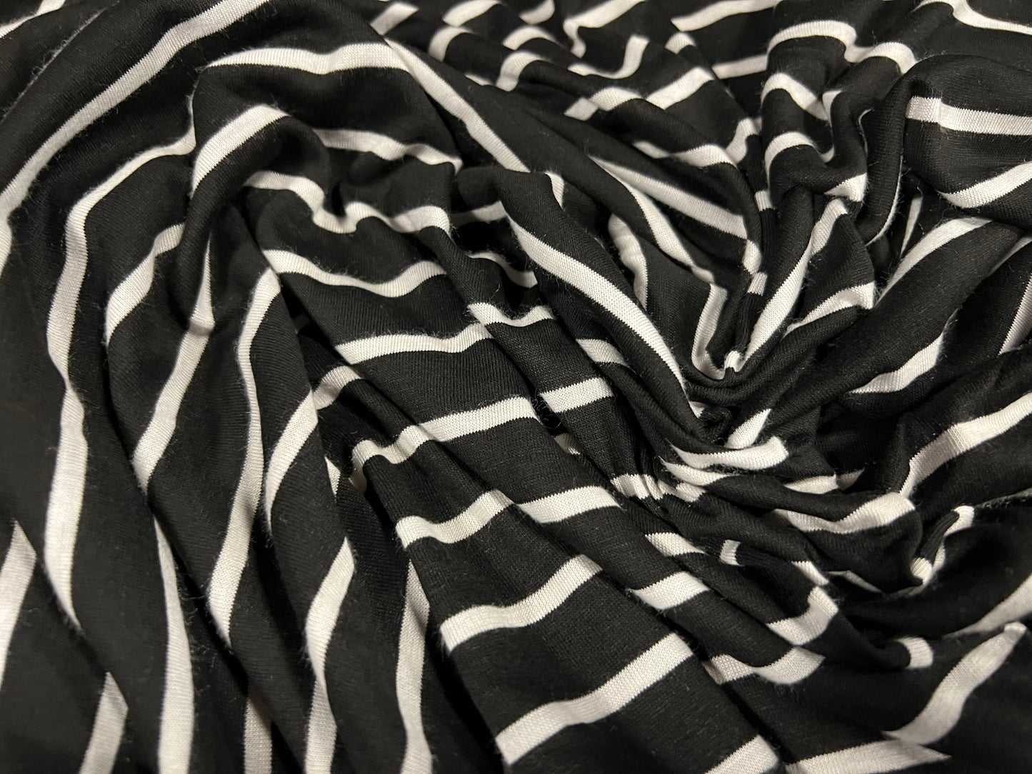 Viscose blend single jersey fabric, per metre - stripe - black & white