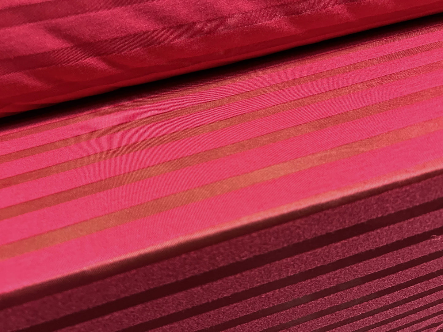 Lightweight single jersey fashion fabric, per metre - burnout stripe - cherry red