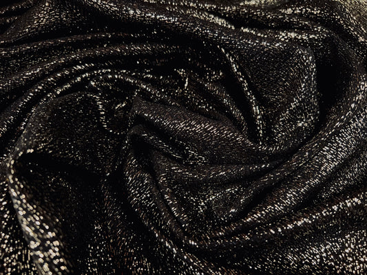 Metallic textured scuba stretch jersey dress fabric, per metre - black with silver sparkle