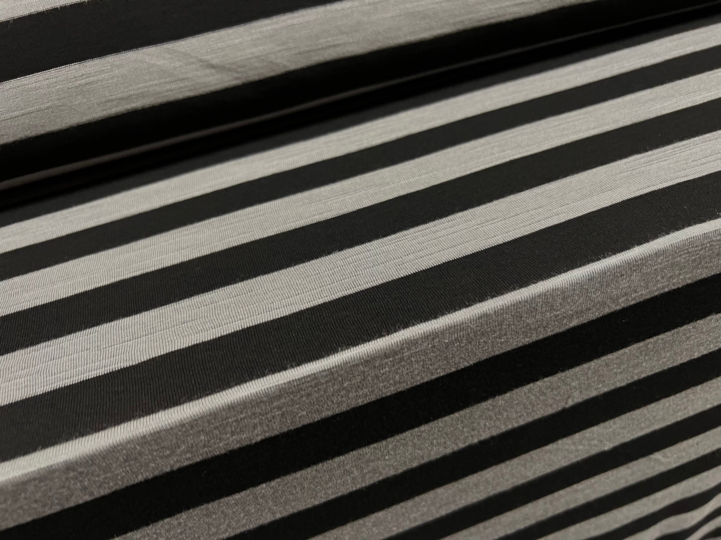 Soft handle slub single jersey fabric, per metre - stripe - grey & black