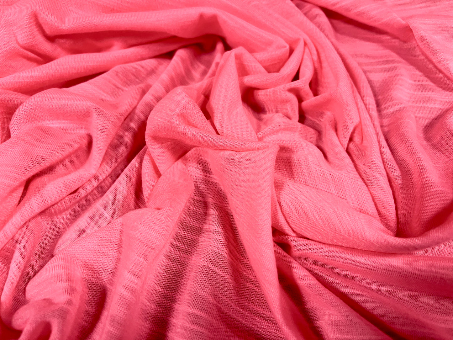 Soft handle single jersey fabric, per metre - slub - fluorescent pink