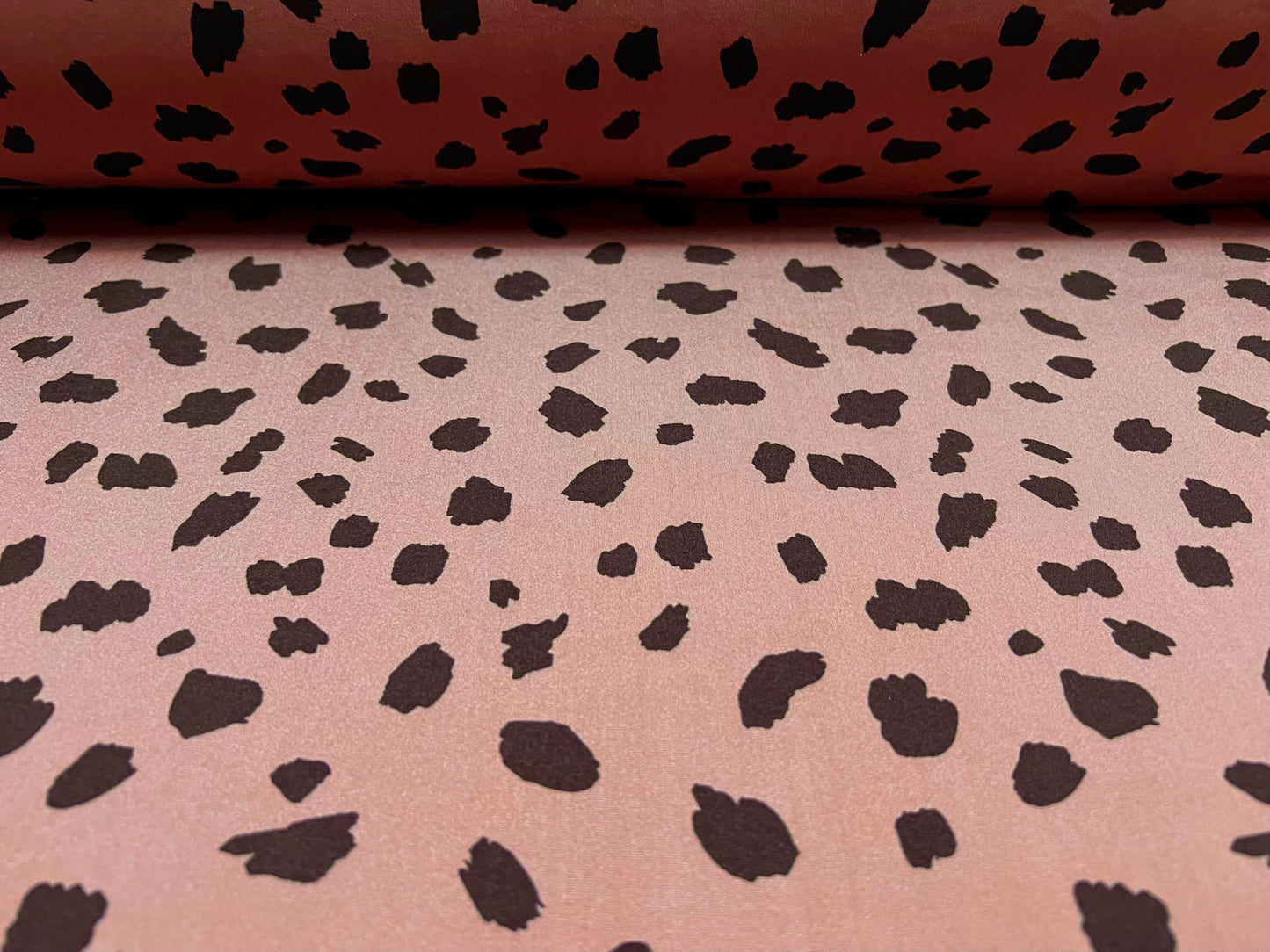 Swimwear stretch spandex jersey fabric, per metre - Dalmatian animal print - dusky pink